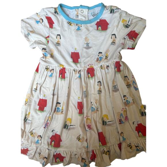 2T Bundle Of Joy Co Twirl Bodysuit Dress Bamboo Snoopy Peanuts Gang Print Soft - Picture 13 of 15